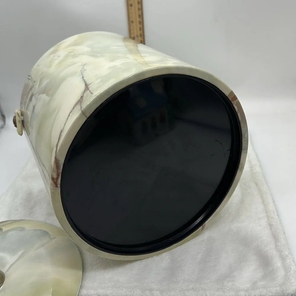 Vintage Faux Marbled Pleather Ice Bucket